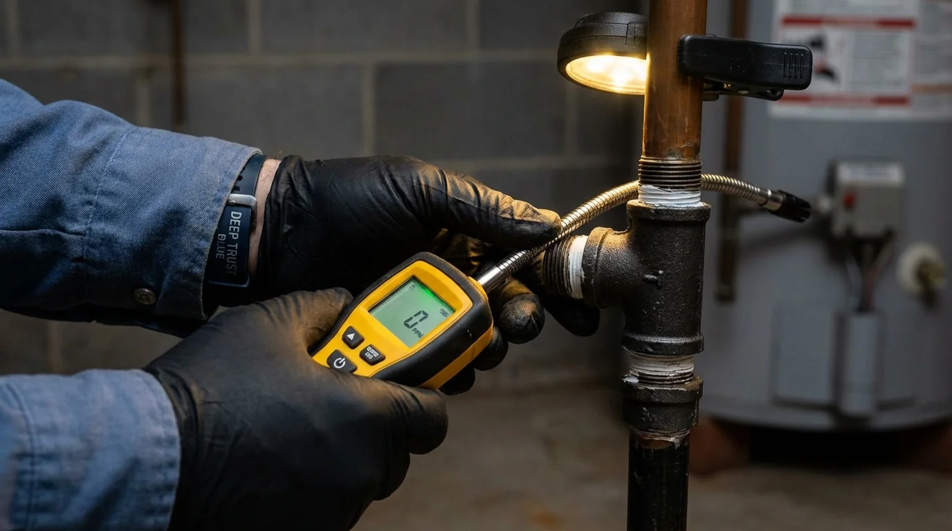 Gas leak detection with electronic sniffer by Johns Plumbing LLC in McPherson